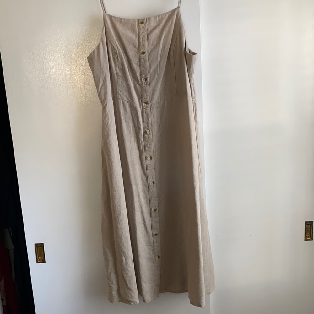 Old Navy Linen Button Front Smocked Midi